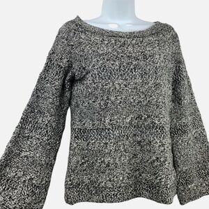 New York & Company Heather Black White Sweater Wide Sleeve